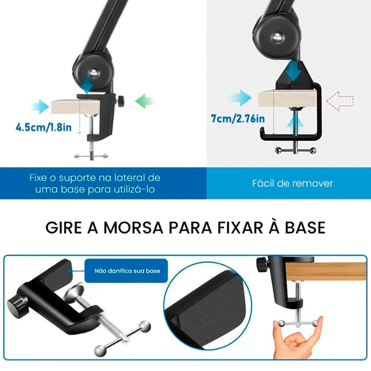Articulated Arm For Professional Adjustable Table Microphone Compatible with HyperX Quadcast for Podcast and Recording