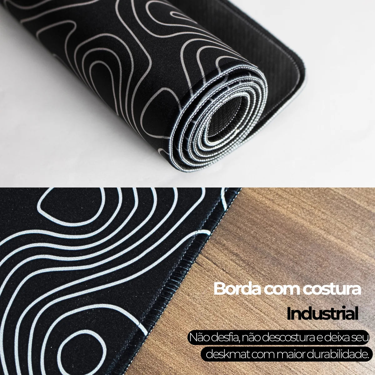 Mouse Pad Gamer Extra Large Professional 90x40 Deskpad White Black Speed Topographic PC Titorion