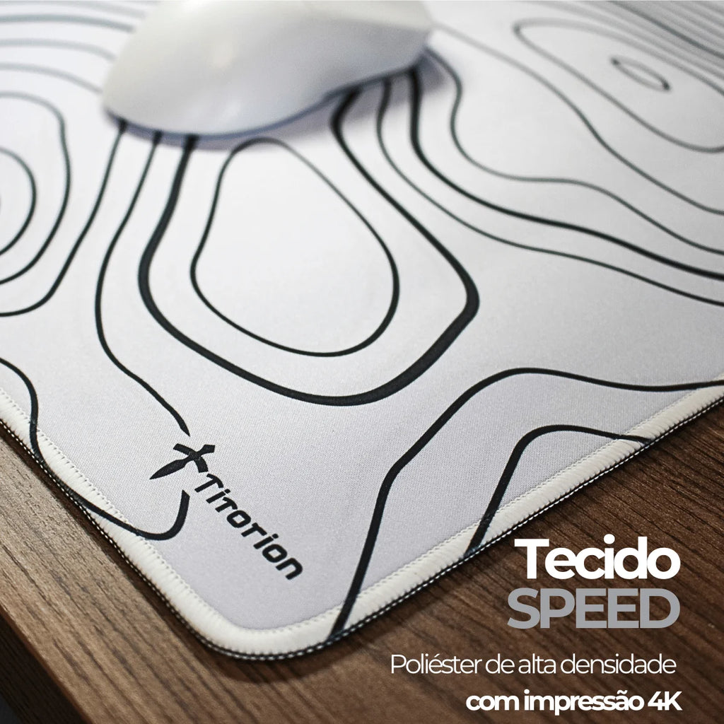 Mouse Pad Gamer Extra Large Professional 90x40 Deskpad White Black Speed Topographic PC Titorion