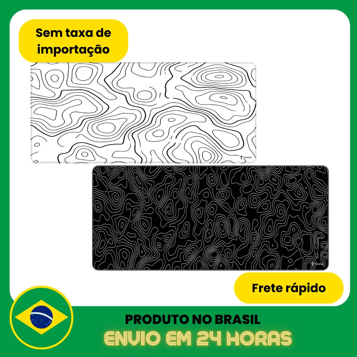 Mouse Pad Gamer Extra Large Professional 90x40 Deskpad White Black Speed Topographic PC Titorion