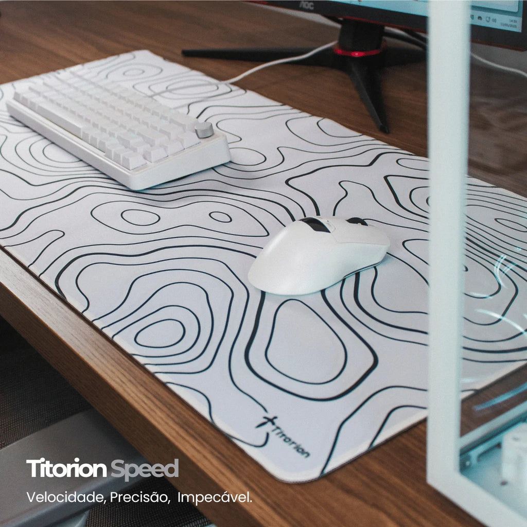 Mouse Pad Gamer Extra Large Professional 90x40 Deskpad White Black Speed Topographic PC Titorion
