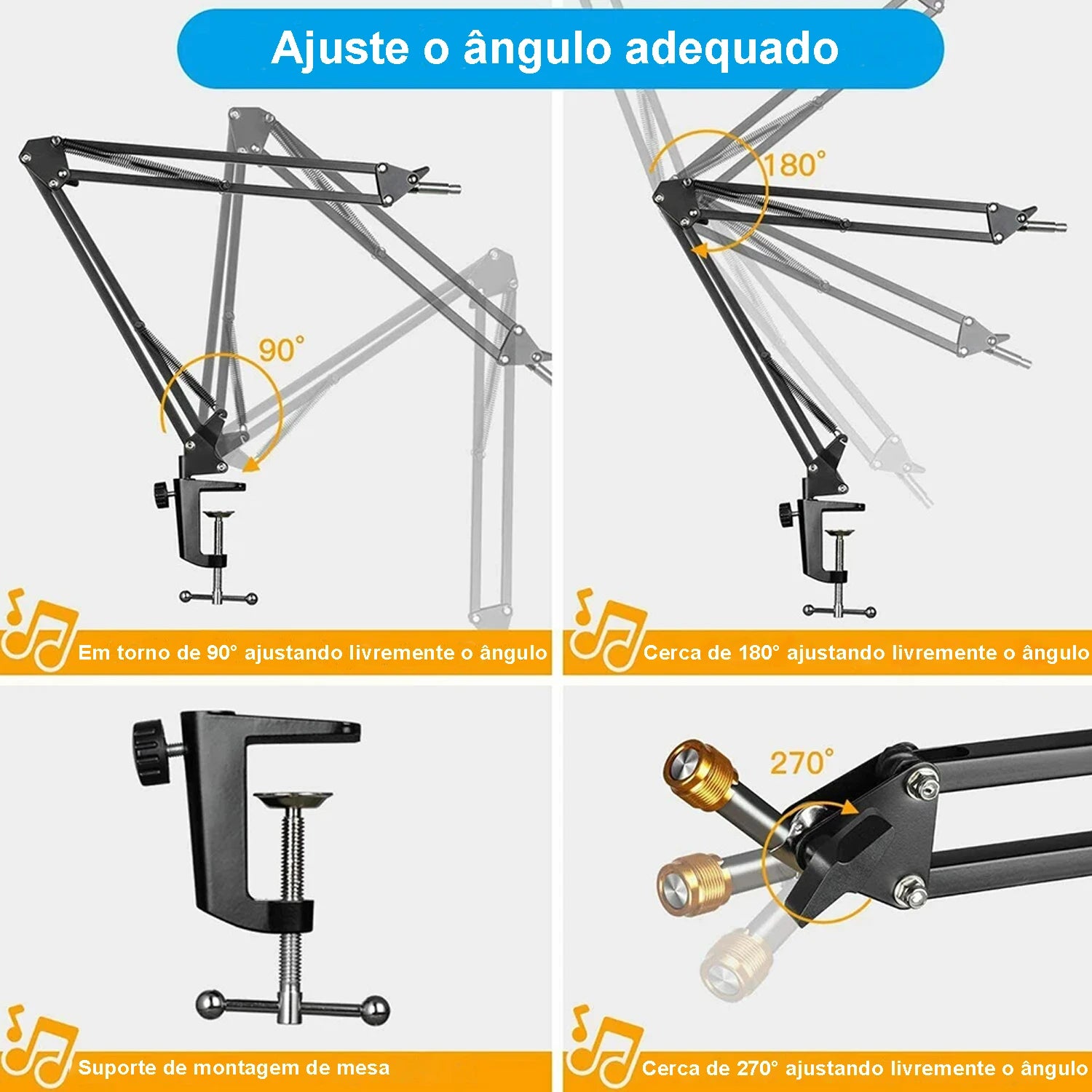 Articulated Arm For Professional Adjustable Table Microphone Compatible with HyperX Quadcast for Podcast and Recording