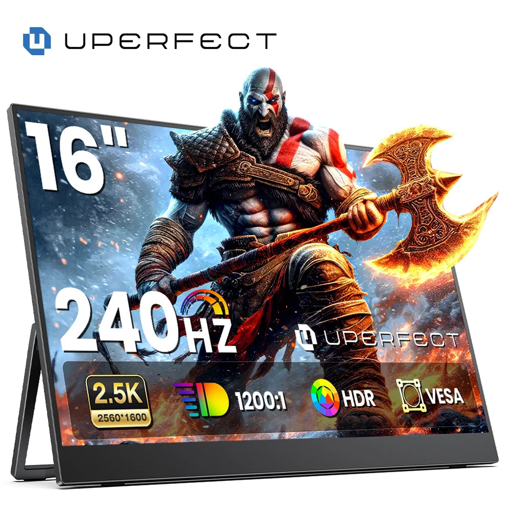UPERFECT UGame J5 2.5K 240Hz Gaming Monitor 16" Portable Display 100%sRGB w/HDMI USB C For PS5 Steam Deck Switch XBOX Laptop PC