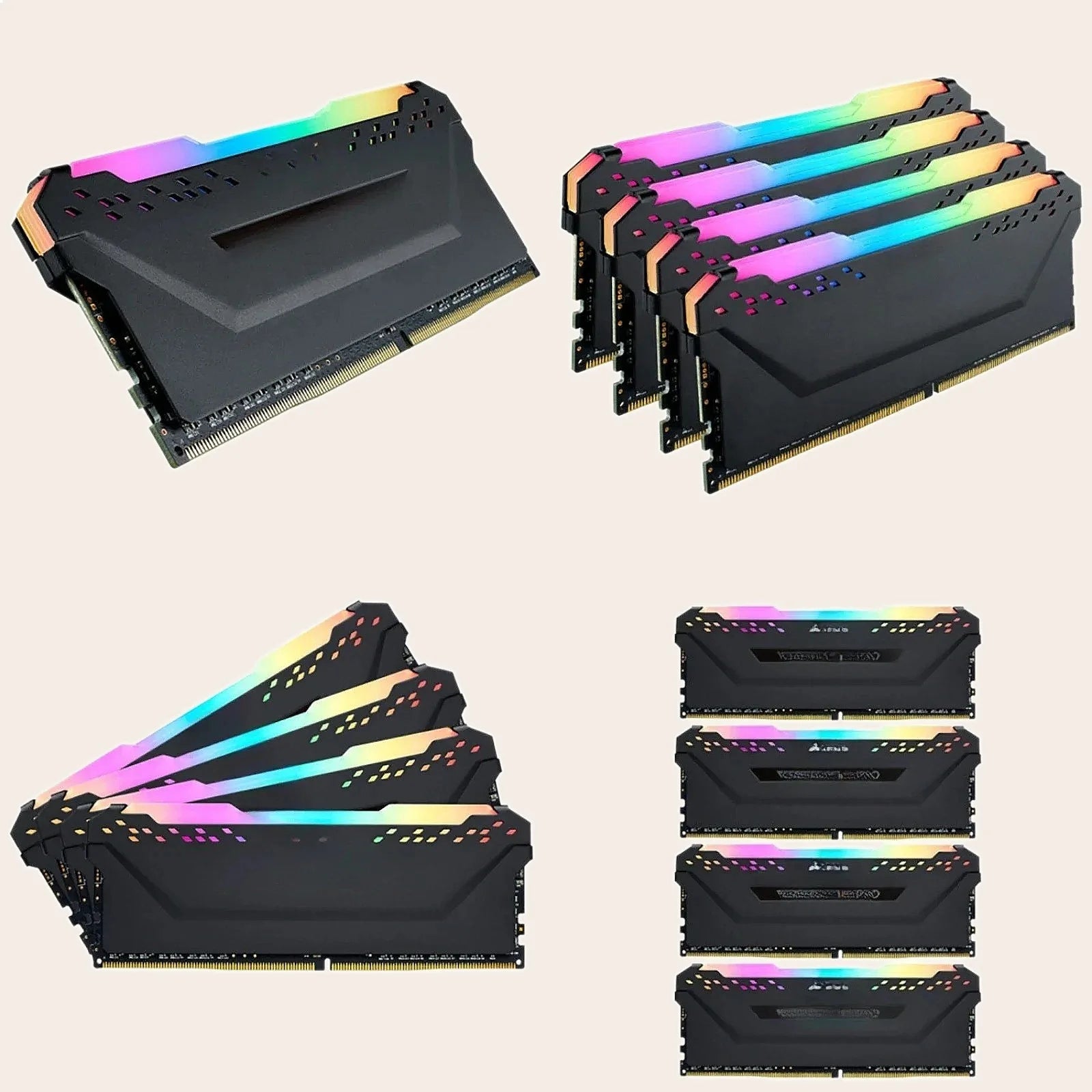 For Esports DDR4 3200 64GB (16GBx4) Black RGB Gaming Memory Kit