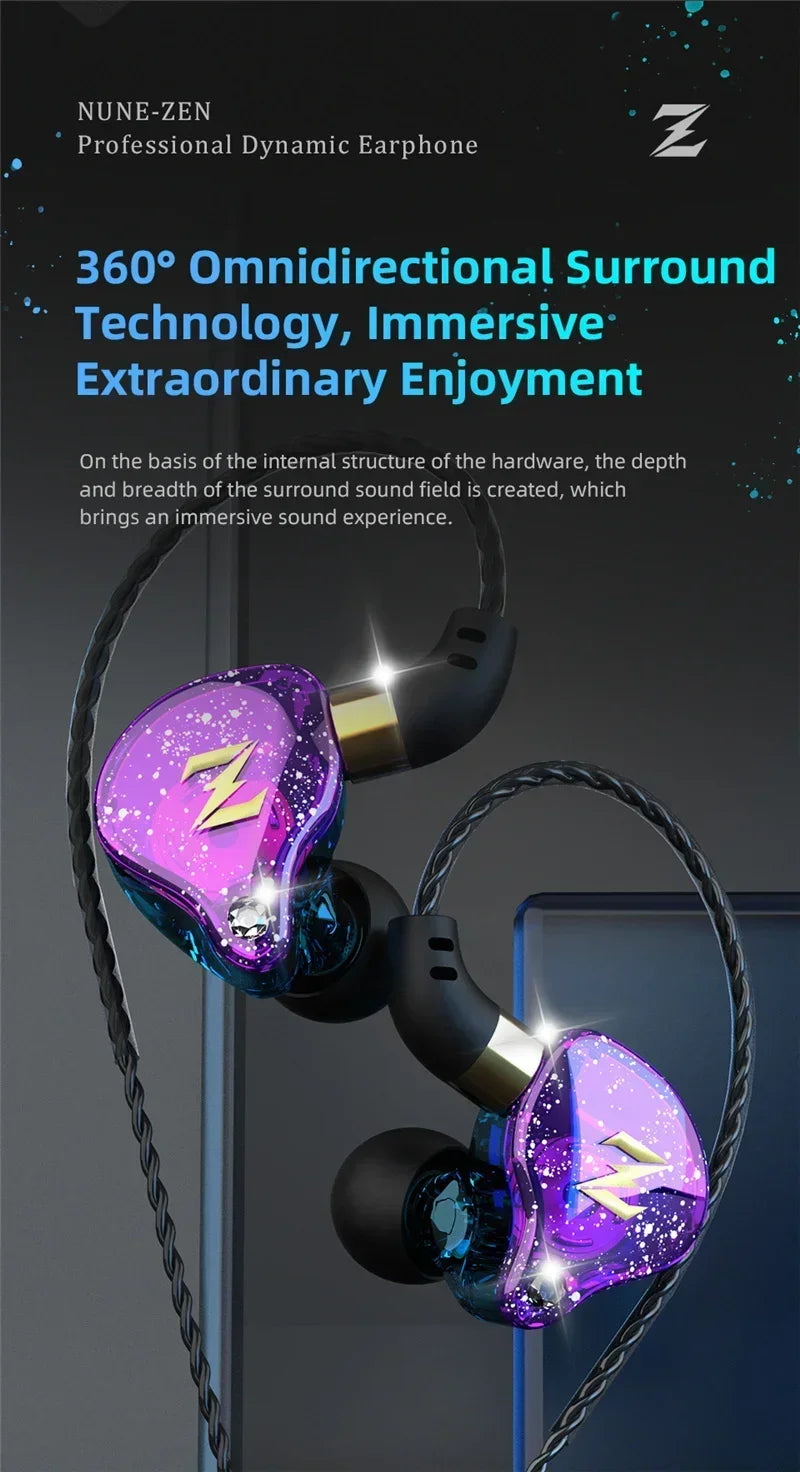 QKZ ZEN Dynamic Wired Earphones HIFI Heavy Bass Earbuds In Ear Monitor Sport Noise Cancelling Headset Gaming Headphones with Mic