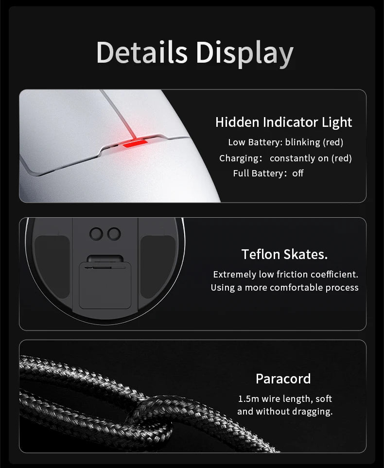 AJAZZ AJ159 NL Wireless Mouse 800mAh Compatible with Games and Office PAW3395 1K Nearlink BT Wireless Mouse Laptop Gift