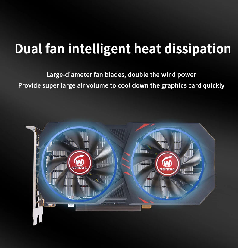 Veineda RX 6600M 8GB Video Card GPU GDDR6 128Bit 7nm Placa De Video Heat Pipes Version Support Desktop CPU rx6600m 8gb Brazil