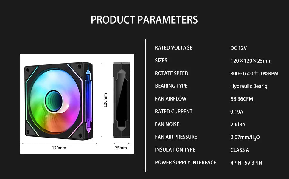 Jungle Leopard Prism 4Pro ARGB 120mm 5V 3PIN ARGB 4PIN PWM Infinite Mirror Lighting Motherboard Lighting Sync Case PC CPU Fan
