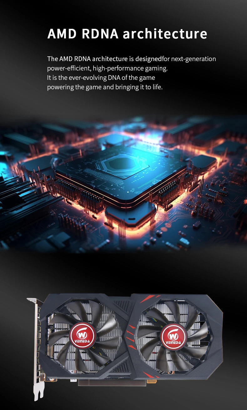 Veineda RX 6600M 8GB Video Card GPU GDDR6 128Bit 7nm Placa De Video Heat Pipes Version Support Desktop CPU rx6600m 8gb Brazil
