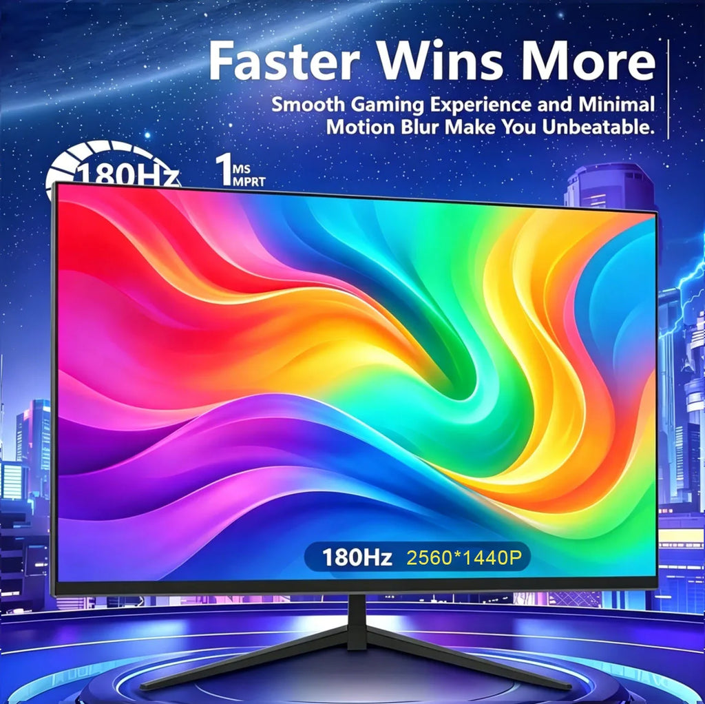 27inch 2K 180Hz Gaming Monitor 2560*1440P 100%sRGB IPS HDR QHD Display FreeSync DP HDMI Desktop PC PS4/PS5 Monitor