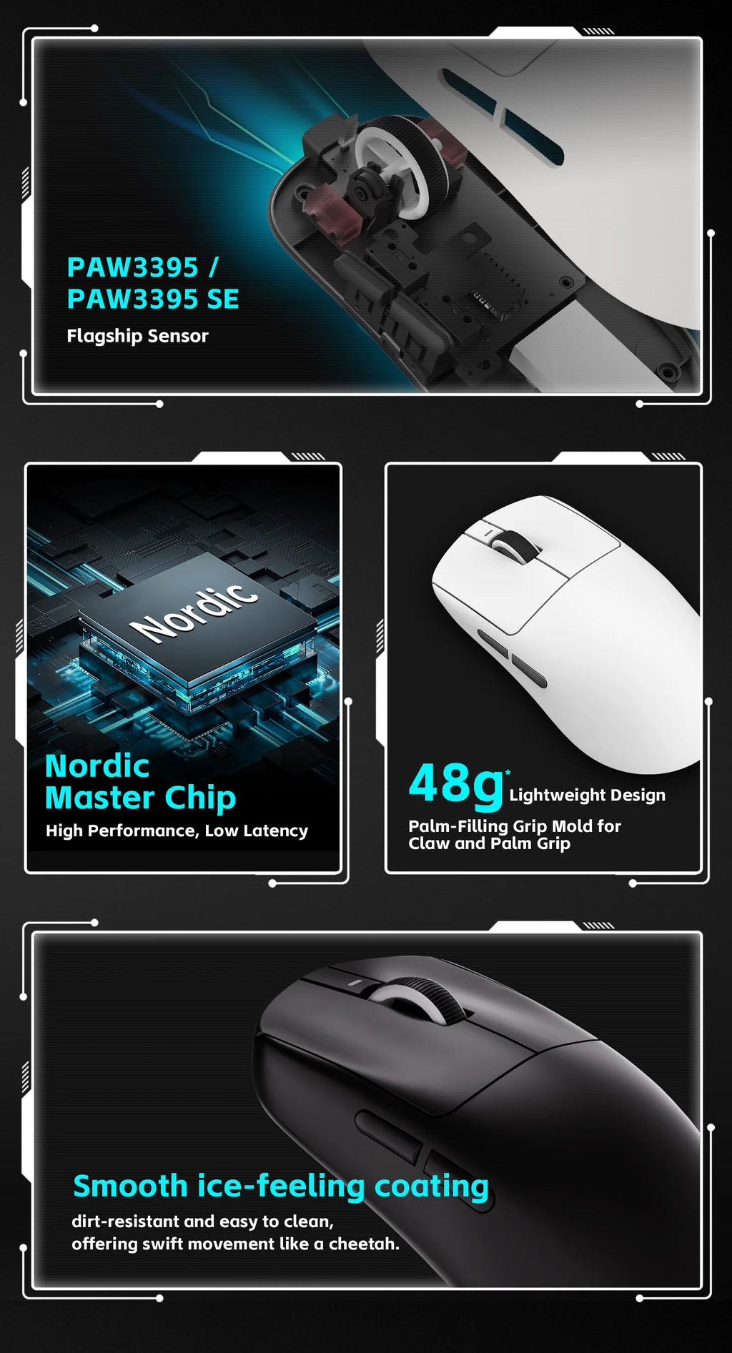 ATK VXE Dragonfly R1  Paw3395 Lightweight Ergonomic Three-Mode Bluetooth Mouse