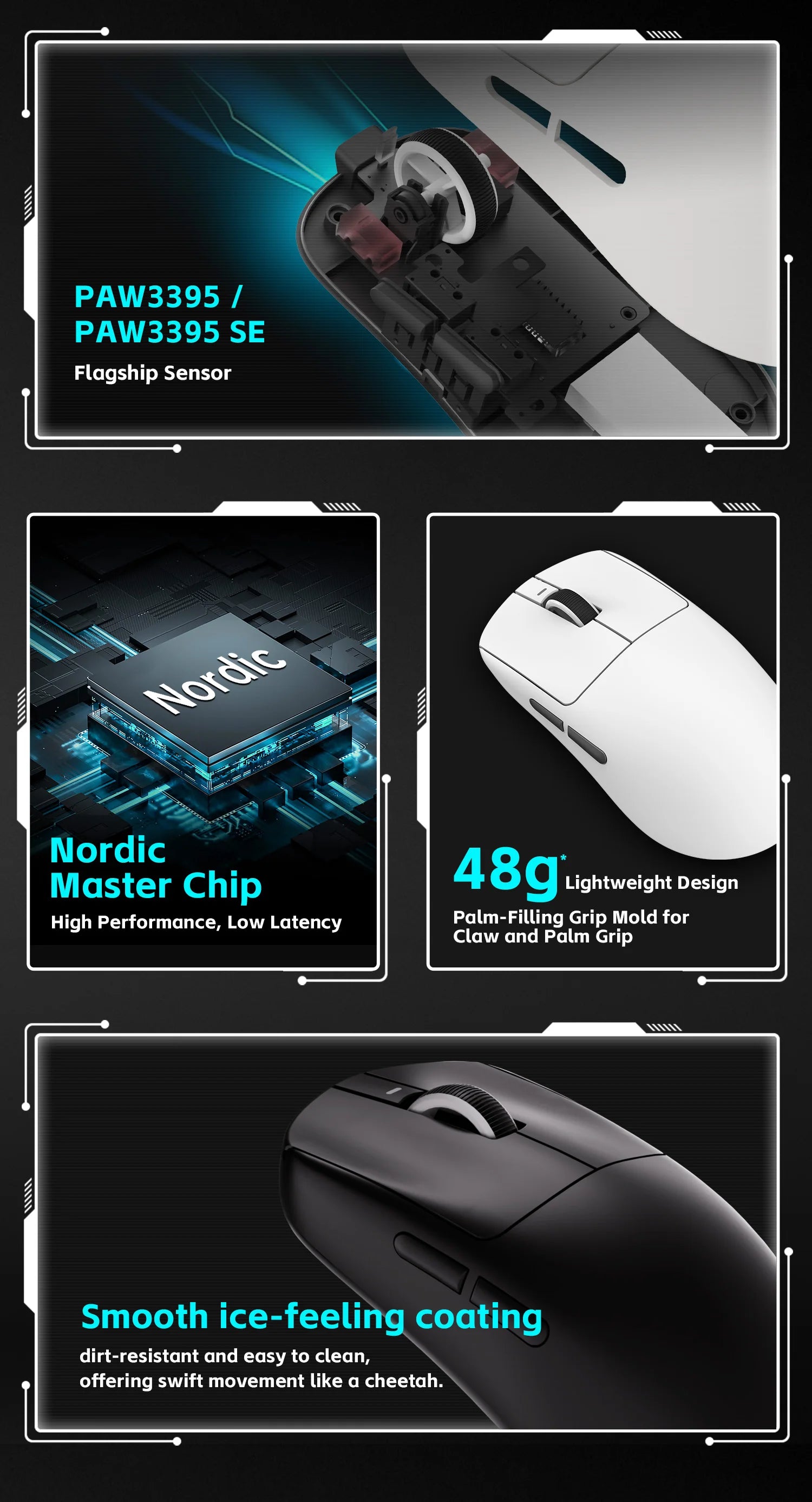 ATK VXE Dragonfly R1  Paw3395 Lightweight Ergonomic Three-Mode Bluetooth Mouse