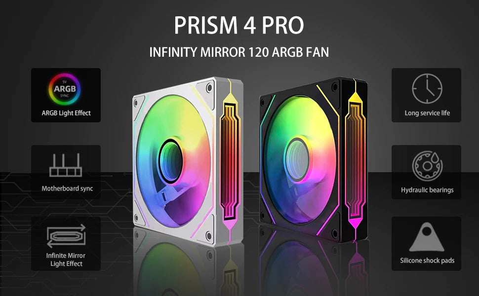 Jungle Leopard Prism 4Pro ARGB 120mm 5V 3PIN ARGB 4PIN PWM Infinite Mirror Lighting Motherboard Lighting Sync Case PC CPU Fan