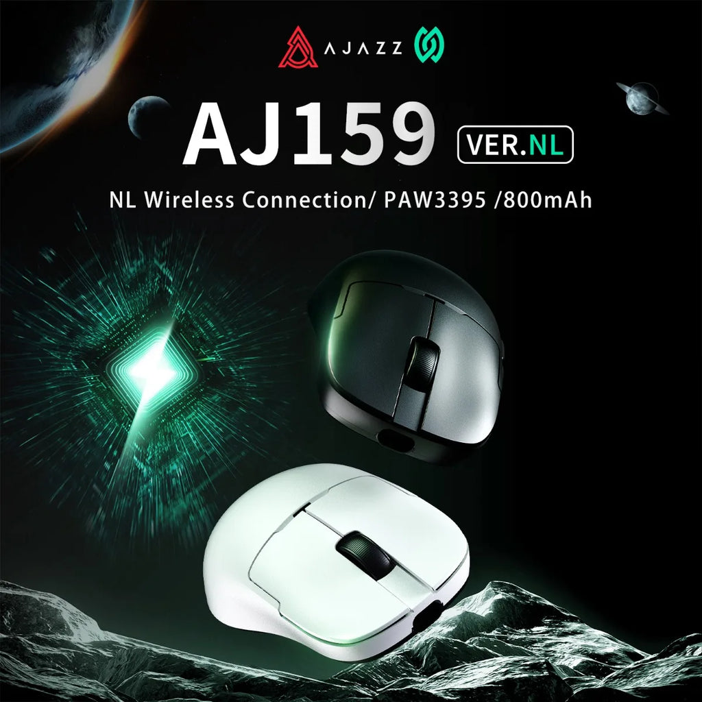 AJAZZ AJ159 NL Wireless Mouse 800mAh Compatible with Games and Office PAW3395 1K Nearlink BT Wireless Mouse Laptop Gift