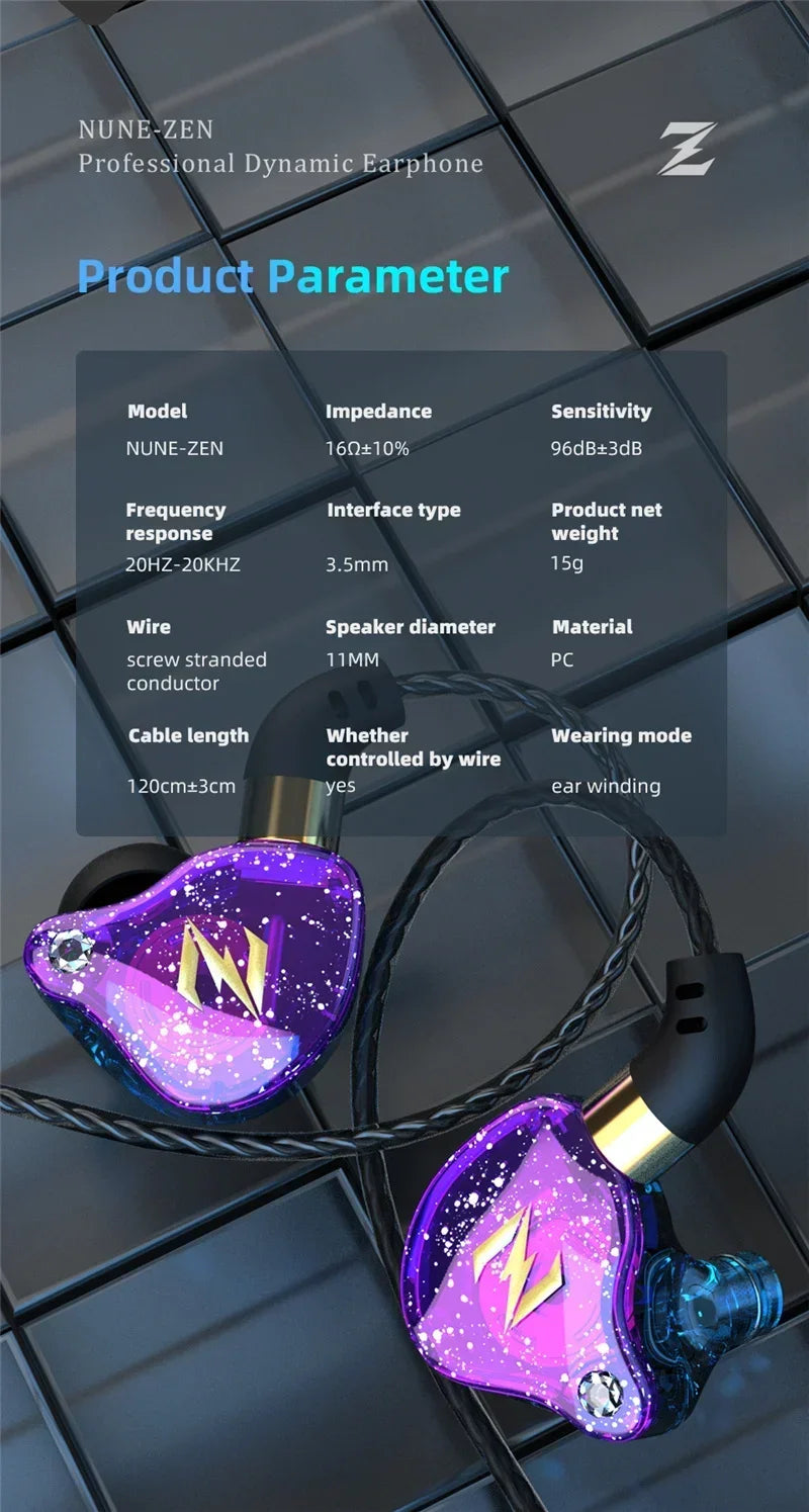 QKZ ZEN Dynamic Wired Earphones HIFI Heavy Bass Earbuds In Ear Monitor Sport Noise Cancelling Headset Gaming Headphones with Mic
