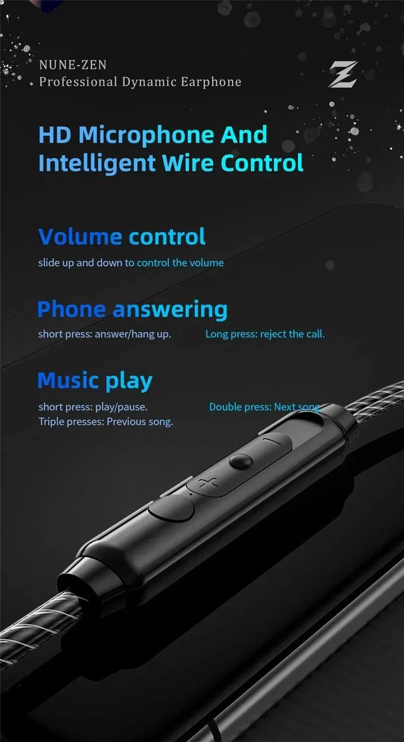 QKZ ZEN Dynamic Wired Earphones HIFI Heavy Bass Earbuds In Ear Monitor Sport Noise Cancelling Headset Gaming Headphones with Mic