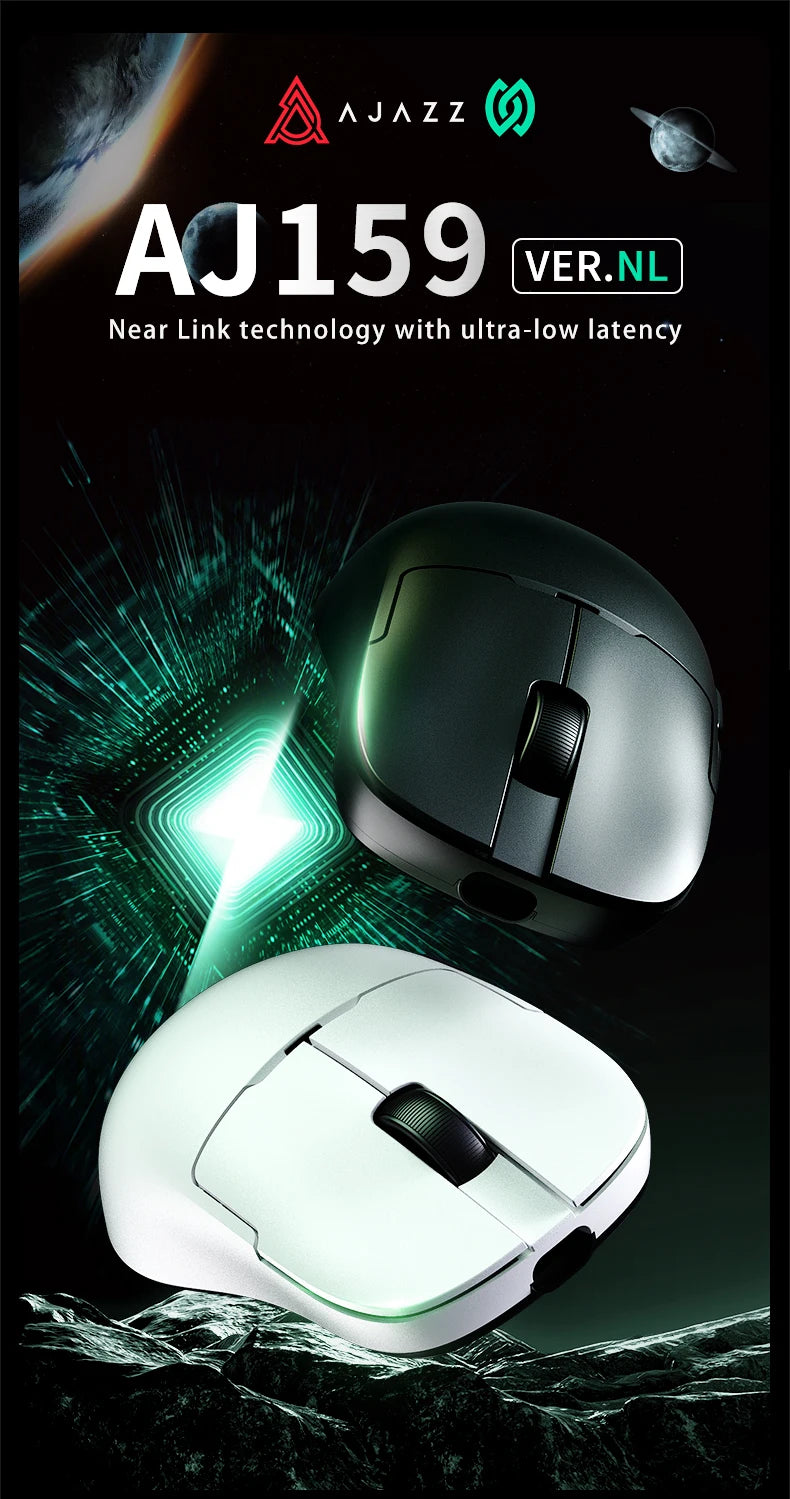 AJAZZ AJ159 NL Wireless Mouse 800mAh Compatible with Games and Office PAW3395 1K Nearlink BT Wireless Mouse Laptop Gift