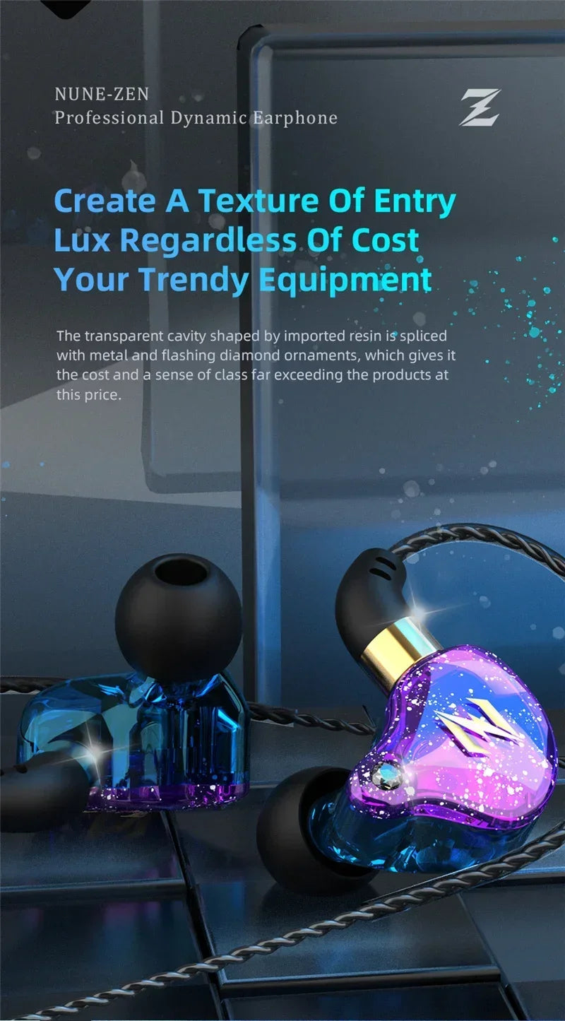 QKZ ZEN Dynamic Wired Earphones HIFI Heavy Bass Earbuds In Ear Monitor Sport Noise Cancelling Headset Gaming Headphones with Mic