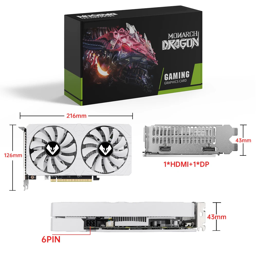 AMD Radeon RX6500XT 4GB Gaming Graphics Card GDDR6 Memory PCIEx16 3.0 for Desktop Computer Video Cards MAXSUN