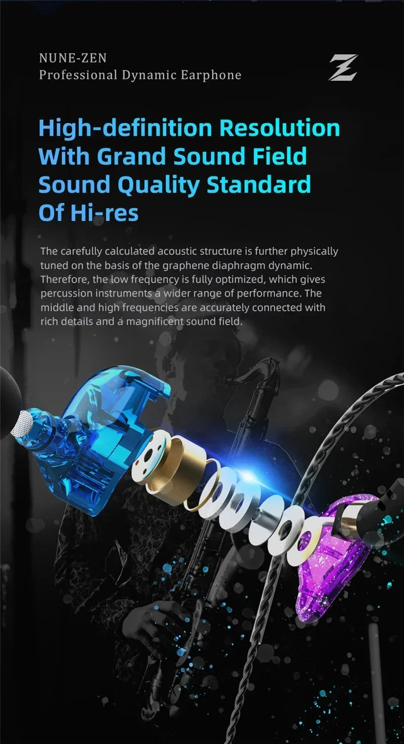 QKZ ZEN Dynamic Wired Earphones HIFI Heavy Bass Earbuds In Ear Monitor Sport Noise Cancelling Headset Gaming Headphones with Mic