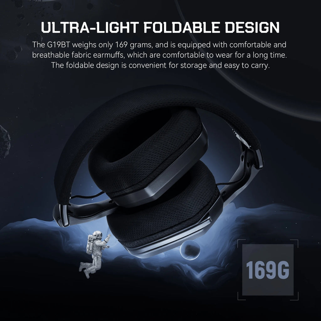EKSA G19BT 2.4GHz Wireless Gaming Headphones Ultra-light Bluetooth 5.4 Headset Gamer with Microphone for PC/PS5/Xbox