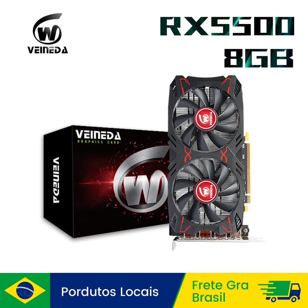 Veineda  Graphics Card RX5500 8GB GDDR6 RX 5500 Video Cards PCI Express 4.0 X Desktop RX5500  8gb 128BiT