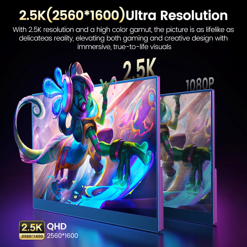 UPERFECT UGame J5 2.5K 240Hz Gaming Monitor 16" Portable Display 100%sRGB w/HDMI USB C For PS5 Steam Deck Switch XBOX Laptop PC